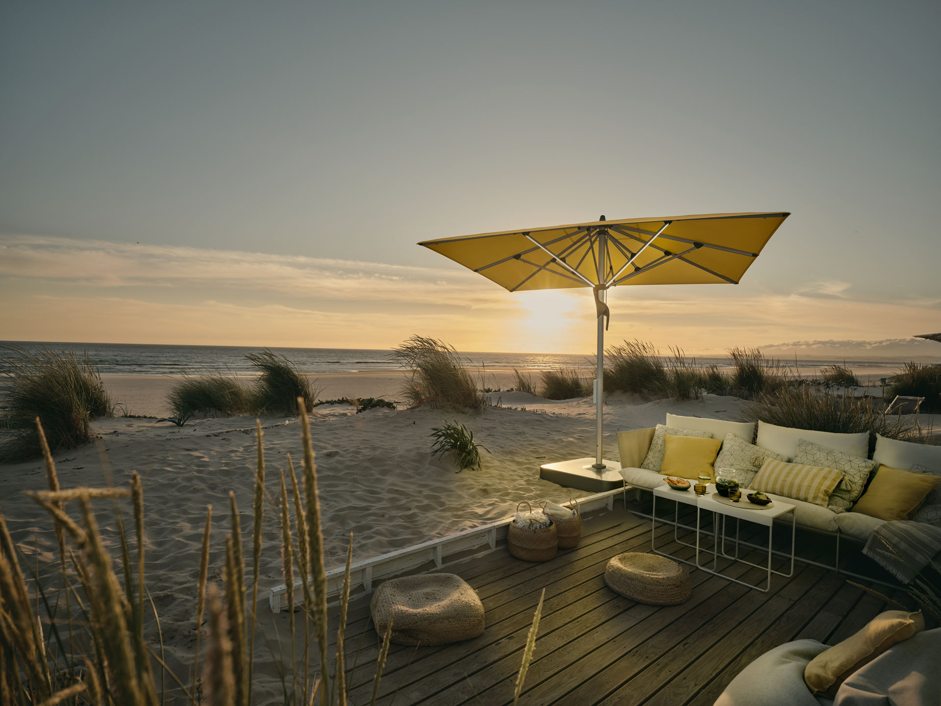 FORTELLO LED - 300x300 / quadratisch / 2 / Off white / ohne Volant / Natureloxiertes Aluminium