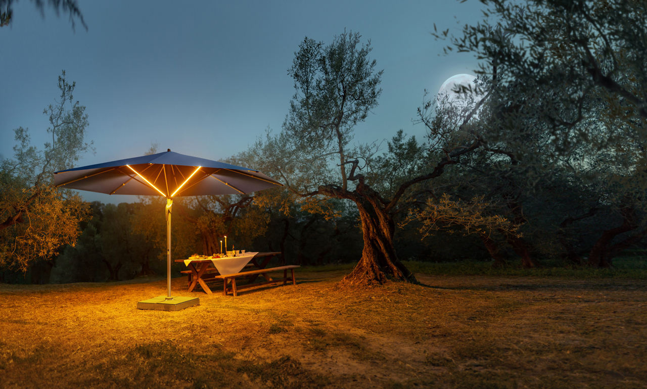 FORTELLO LED - 300x300 / quadratisch / 2 / Off white / ohne Volant / Natureloxiertes Aluminium