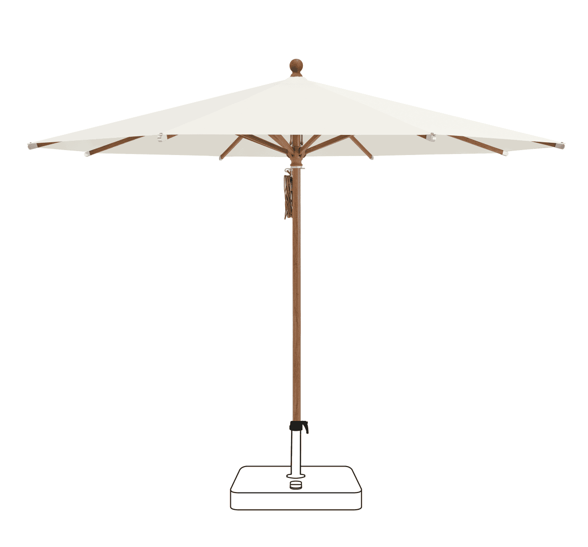 PIAZZA - 300 / rund / 2 / Off white / ohne / Aluminium Holzoptik