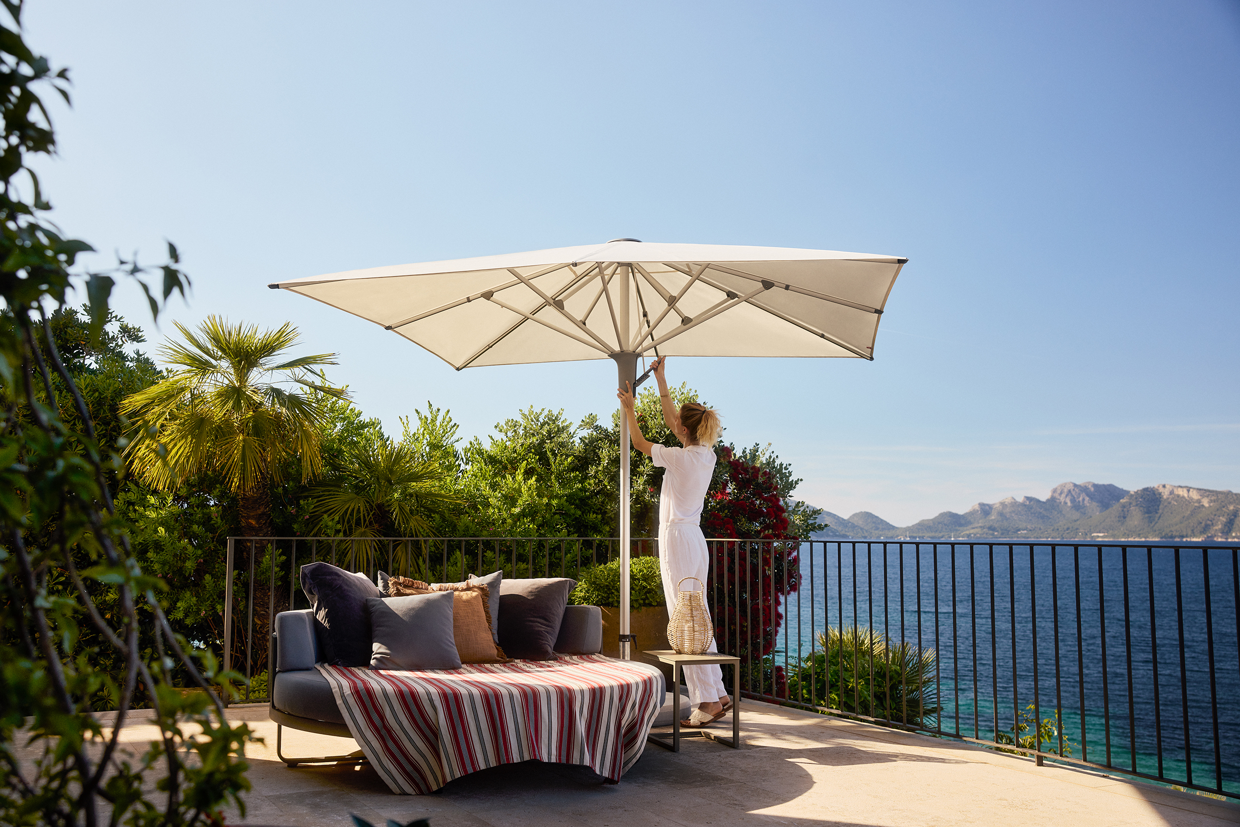 FORTERO Pro - 300x200 / rechteckig / 2 / Off white / ohne Volant / Natureloxiertes Aluminium