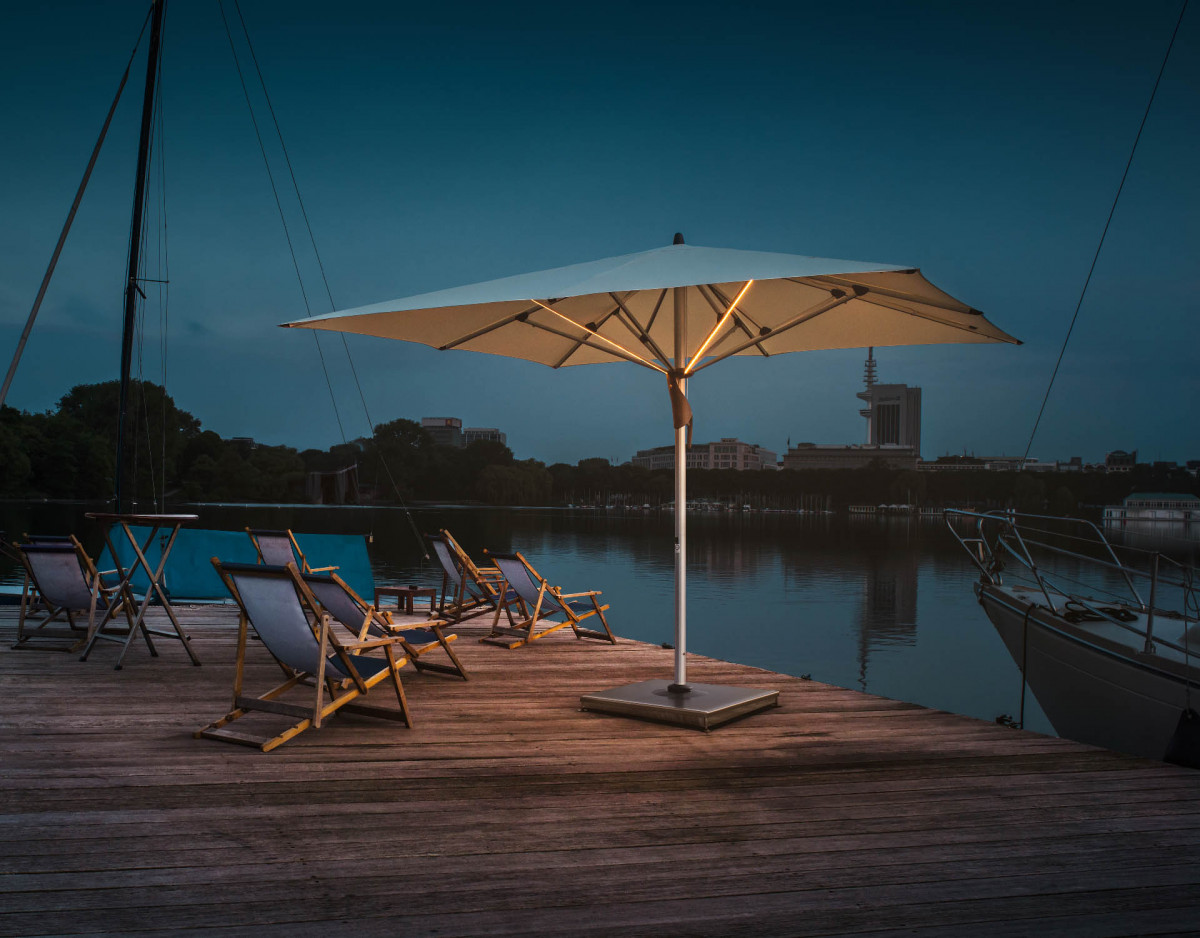 FORTELLO LED - 300x300 / quadratisch / 2 / Off white / ohne Volant / Natureloxiertes Aluminium