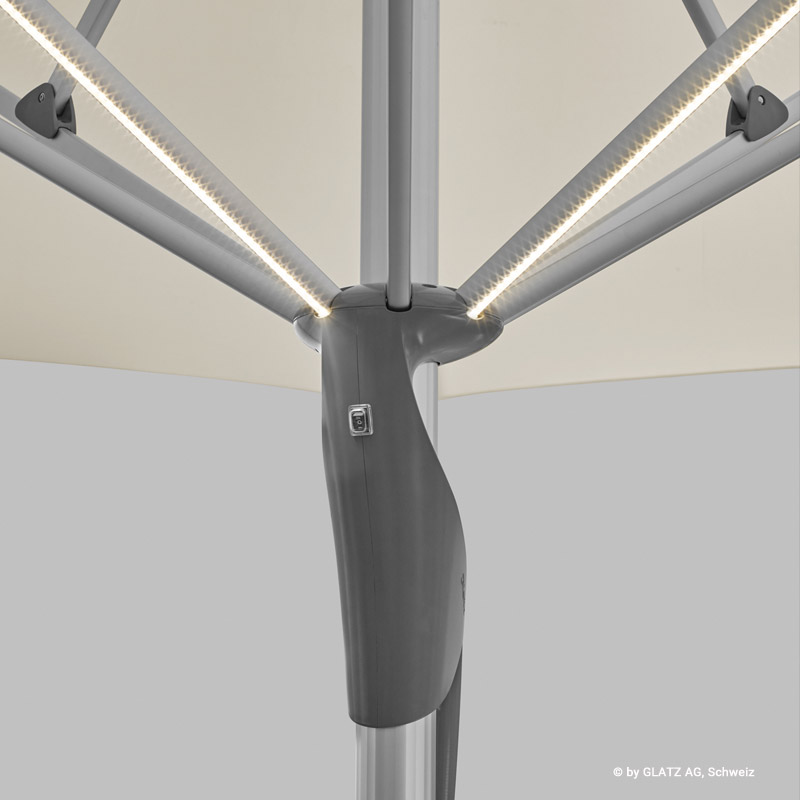 FORTELLO LED - 300x300 / quadratisch / 2 / Off white / ohne Volant / Natureloxiertes Aluminium
