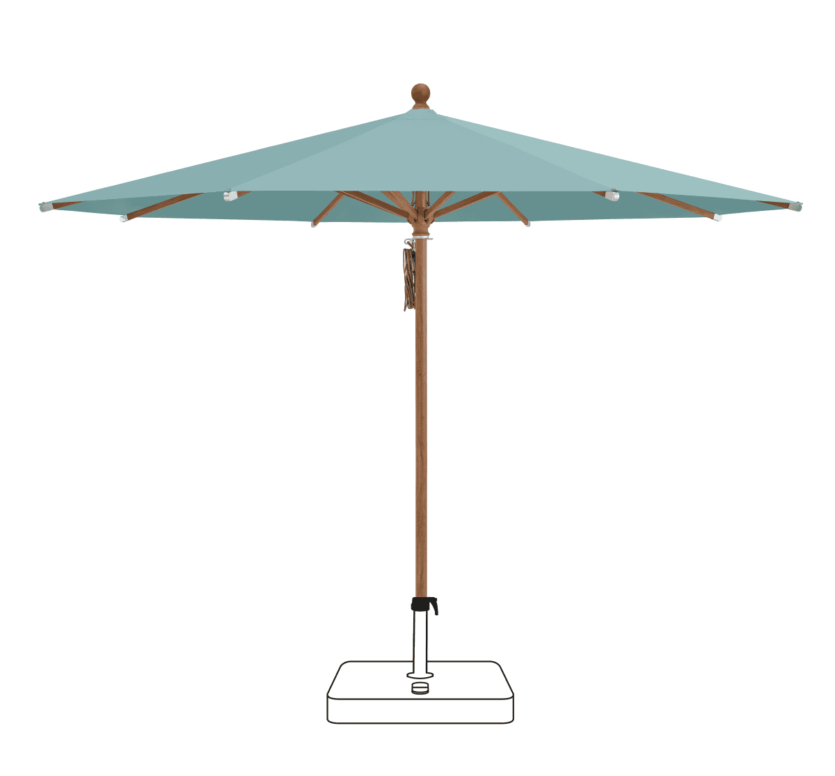 PIAZZA - 300 / rund / 4 / Ocean / ohne / Aluminium Holzoptik