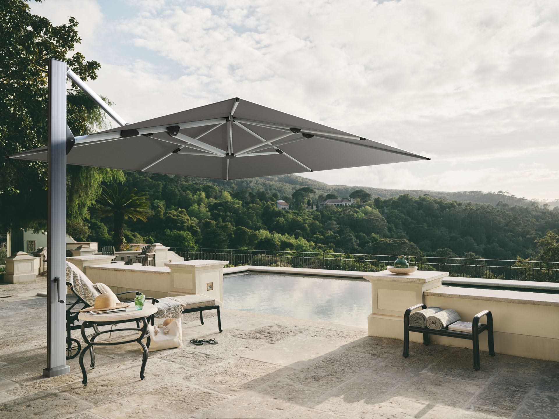 AMBIENTE Nova - 400 / rund / 5 / Granite / ohne Volant / Natureloxiertes Aluminium