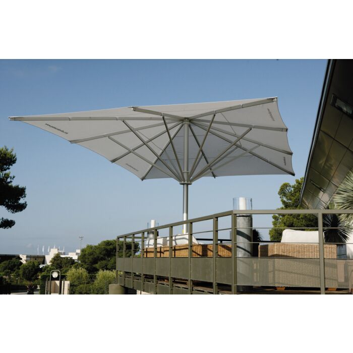 Schattello - 150x300 / exzentrisch / MayTex-Poly / weinrot / ohne Volant / RAL 7016 anthrazitgrau Feinstruktur